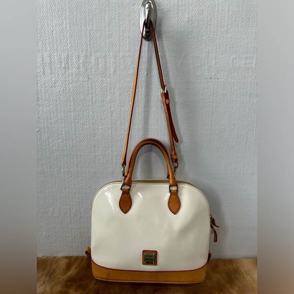 Dooney & Bourke White Patent Leather Satchel w/Shoulder Strap - Picture 6 of 13
